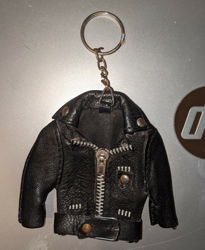 mini leather jacket keychain