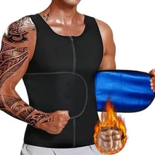 Mens Waist Trainer Vest with Zipper Workout Sauna Suit Sport Sweat Body Shaper 
