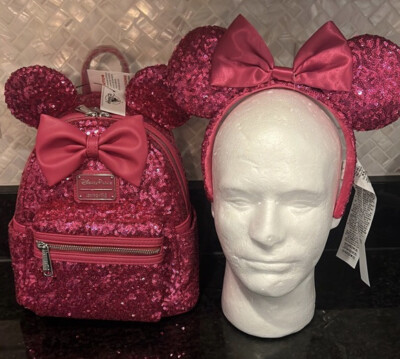 2022 Disney Parks Loungefly Sequins Hot Pink Orchid Minnie Mouse Mini Backpack 2022 Disney Parks Loungefly Sequins Hot Pink Orchid Mini  main image 2