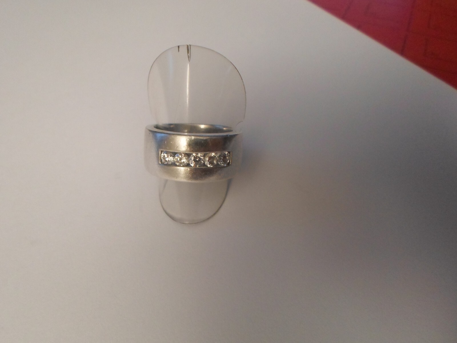 solid silver ring, zirconium inlaid ring, size 55… - image 6