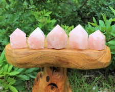 Rose Quartz Crystal Top Polished Points: 8 - 11 ounce 'A' Grade, Cut Base 