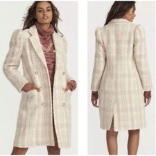 LoveShackFancy Winter White Asryn Tweed Double Breasted Long Coat Size Medium