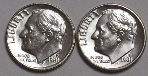 1981 P&D Roosevelt Dimes in BU condition