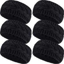 6 Winter Knit Headbands for Women Cable Ear Warmers Chunky Headbands