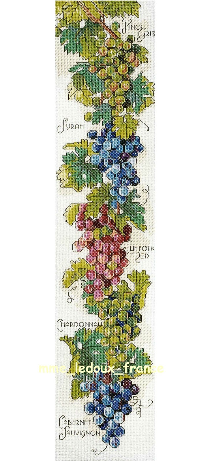 Broderie point de croix raisins Janlynn pour décoration murale rétro