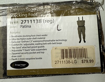 Frogg Toggs 2711138 L Canyon Togg Breathable SF Chest Wader Large Patina Color
