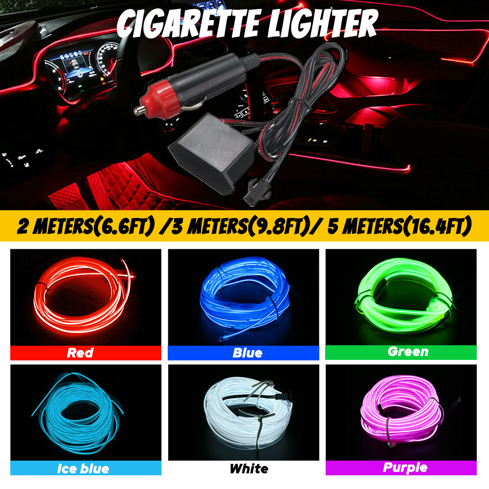 2/5m Atmosphere Interior Car Wire Strip LED Light Decor EL Red/Purple/Blue M