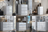 White Gloss Bedside Chest of Drawers Flat Packed Bedroom Furniture Scratch Proof