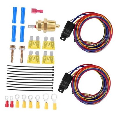 12V Electric Fan Wiring Installation Kit – Complete With Thermostat, 60A Relay, 185°F Probe