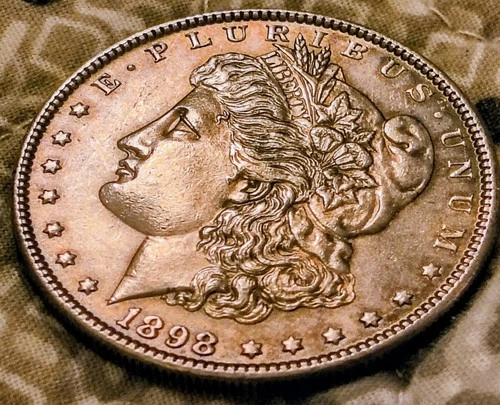 Virtually  Unblemished AU/UNC Naturally Toned 1898 P Morgan Silver Dollar Nice!!