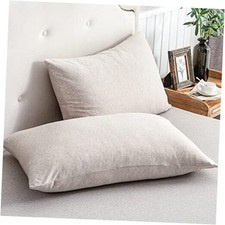 Jersey Knit Pillowcases 100 T-Shirt Cotton Super Soft Comfy Standard Beige