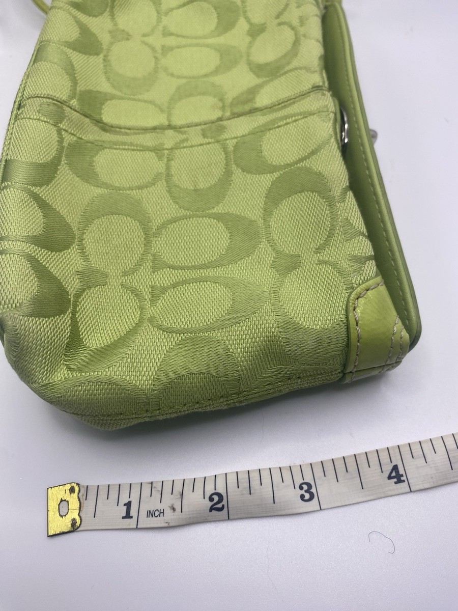 Vintage Coach Y2K Lime Green Signature Mini Turnlock Wristlet Mini