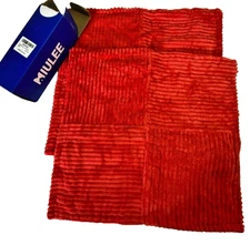MIULEE Corduroy Pillow Covers 18x18 Red with Splicing Set of 2 NEW