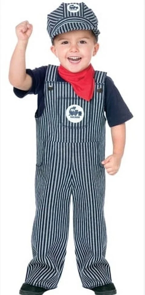 Spooktacular Creations Kids Train Engineer Costume - Unisex Overalls, Hat, Whistle & Neckerchief Set - View #6
