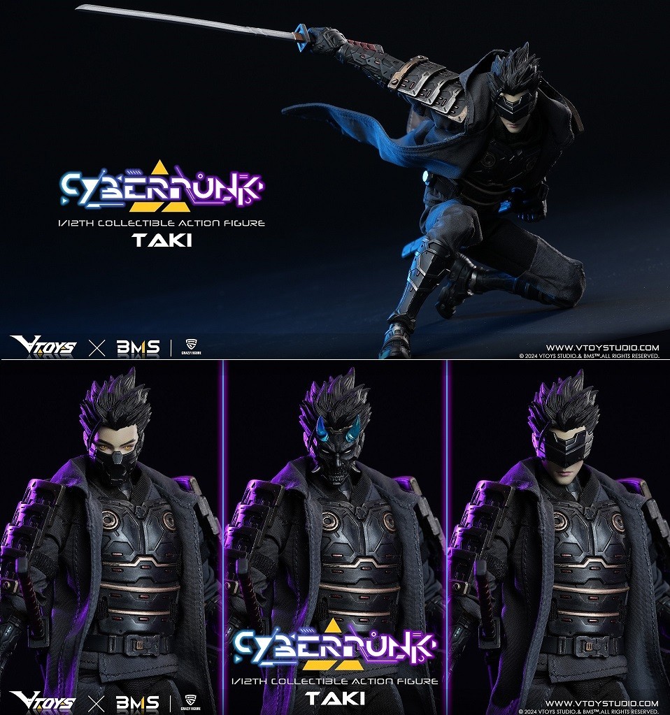 Cyberpunk Samurai Taki figurine 1/12 pour décoration de bureau gaming néon