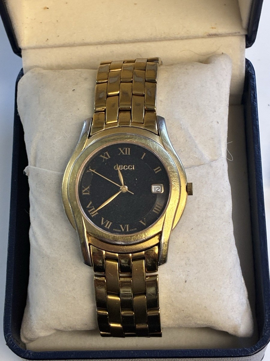 Gucci 5400M Men's Watch – Black Dial with Diamond Markers | eBay