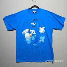 Vintage M&M's Mars T Shirt Unisex Large Blue Candy Graphic Cotton Short Sleeve