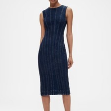 GAP Studio Seamed Dark Denim Midi Dress 0