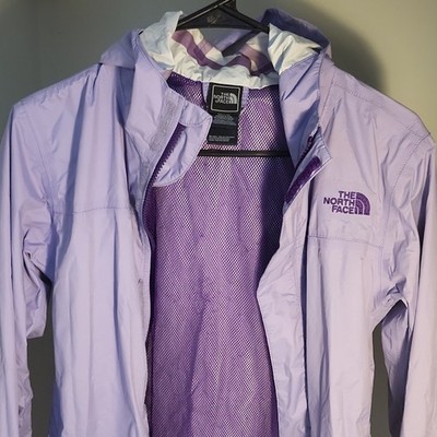 The North Face HyVent Hooded Zip Rain Jacket w/ Pockets Purple Girls L 14/16