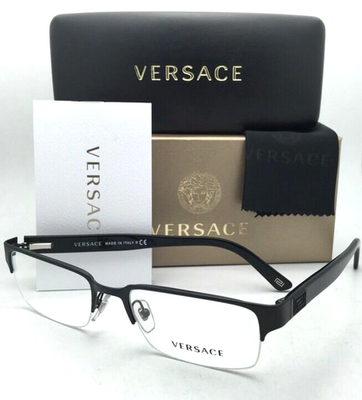 New VERSACE Eyeglasses MOD. 1184 1261 53-18 140 Black Semi-Rimless