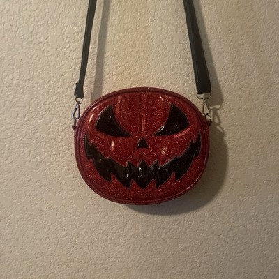 Love, Pain, and Stitches Pumpkin Kult two faced crossbody bag in sparkly red