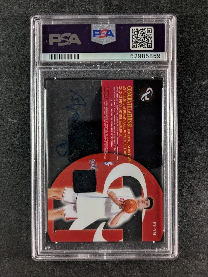 2002 Topps Pristine YAO MING On Card Auto Houston Rockets SP #PE-YM PSA 9 - Image 3 of 4