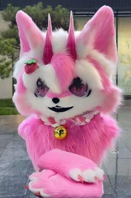 Fursuit Long haired Dog Fox Mascot Party Halloween Fur Cosplay(head+claws)