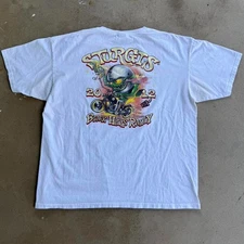HOT LEATHERS STURGIS MOTORCYCLE RALLY 2012 WHITE GRAPHIC BIKER TEE XL