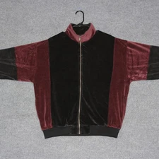 Norm Thompson Track Jacket Mens L Burgundy Black Zip Up Athletic Fitness