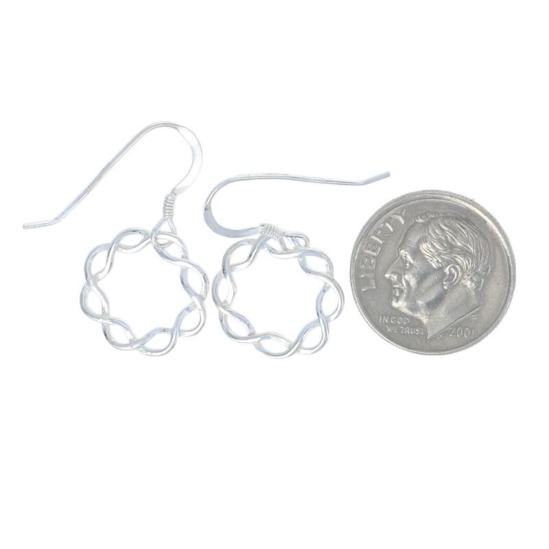 Sterling Silver Twisted Circle Dangle Earrings - … - image 4