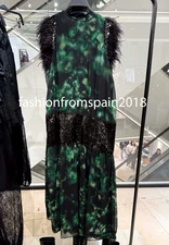 ZARA NEW WOMAN MIDI FEATHER APPL. LIMITED COMBINATION PRINTED DRESS 9141/877/020