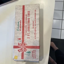 VTG Alcoa Aluminum Christmas Tree 2 Ft Table Top W/ Original Box Made In USA