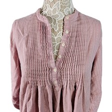 LL Bean Vtg Dobby Nightgown Size S Pink Smocked Cotton Cottagecore Prairie Boho