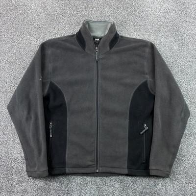 Helly Hansen Fleece Jacket Mens Large Charcoal Gray Black Full Zip Sailing