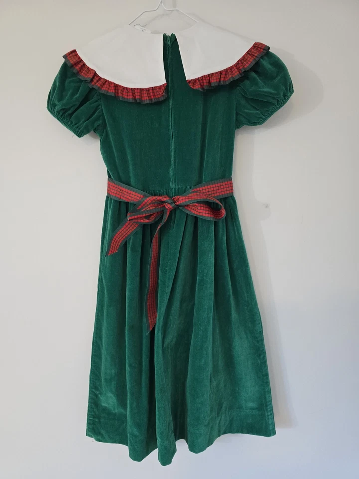 Vestido Vintage Navidad Lisa Jackson Terciopelo Verde Niñas Talla 10 Foto 4 de 4