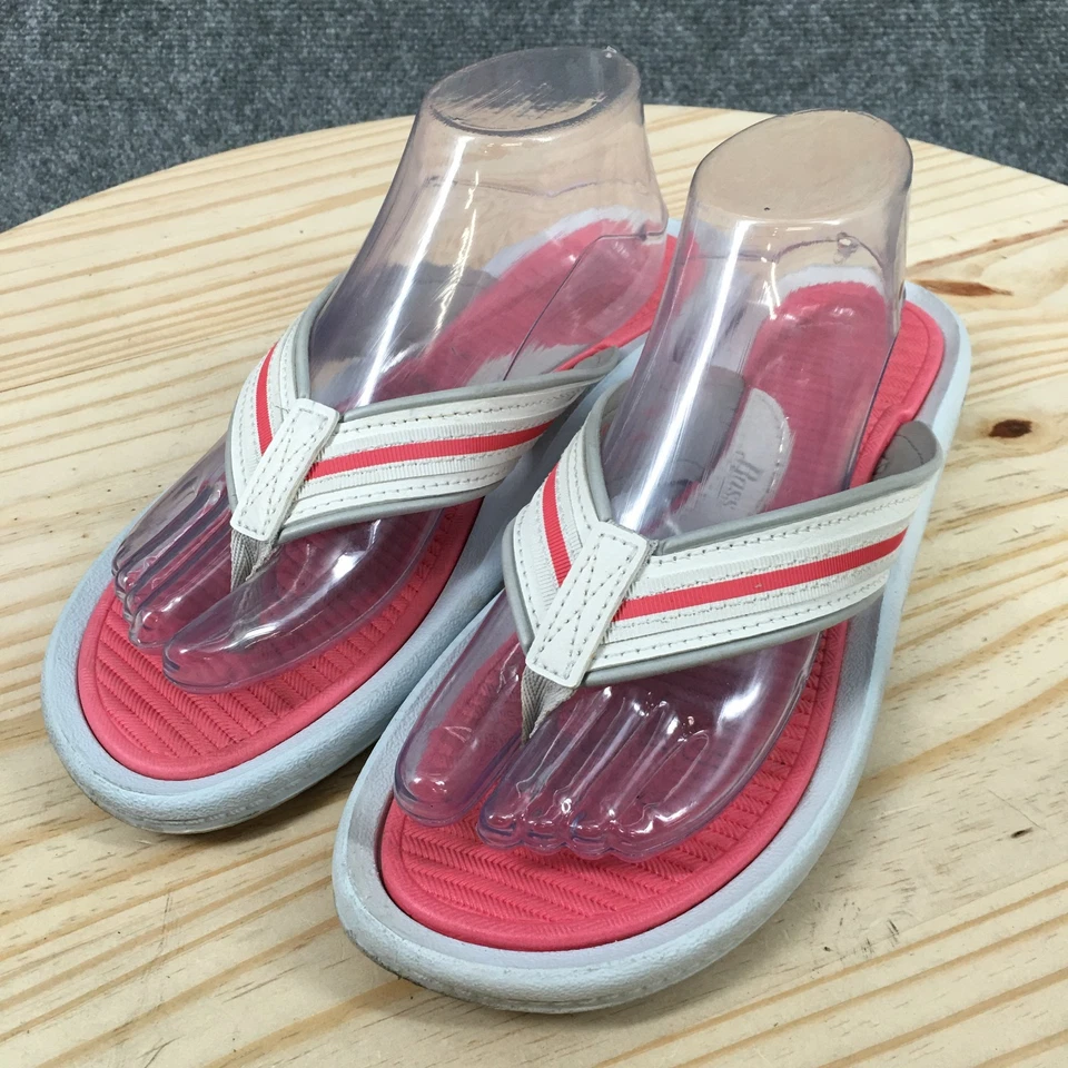 Bass Sandals Womens 10 M Cora Casual Slip On Comfort Flip Flops White Pink - Image 3 of 4