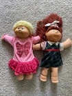 Lot Of 2 Vtg Cabbage Patch Kids Dolls 2 Girls blonde Brunette Blue Eyes