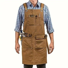 Heavy-duty Canvas Work Apron Waterproof Tool Apron Kitchen Workshop Gardening