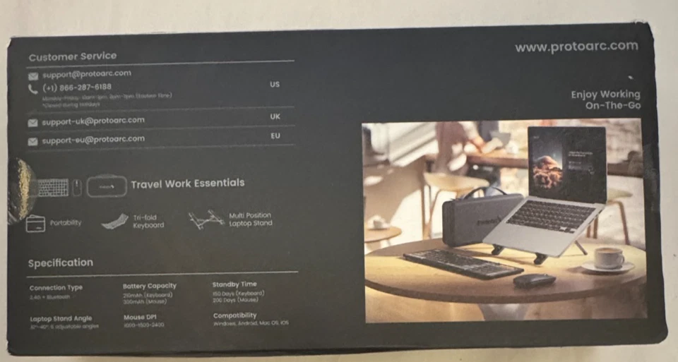 ProtoArc Foldable Keyboard Mouse Combo, XKM01 CaseUp Portable Bluetooth Keyboard - Image 2 of 4