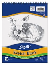 UCreate Sketch Book, Standard Weight, 9" x 12", 30 Sheets x White