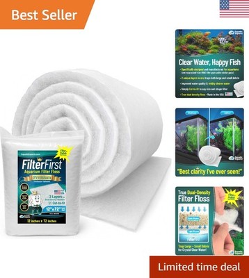 FilterFirst Aquarium Filter Floss - 2-Layer Media Roll for Crystal Clear Water