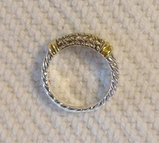 David Yurman Metro Diamond Pavé 18K Gold & 925 Silver Cable Band Ring, Size 6