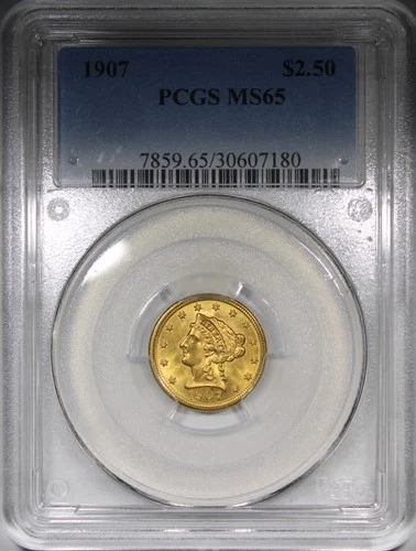 1907 $2.5 Gold Liberty Quarter Eagle PCGS MS65 Gem Quality Coin