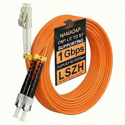 LC to ST Fiber Optic Cable 5M (16FT) - OM1 62.5/125µm Multimode Duplex Patch ...