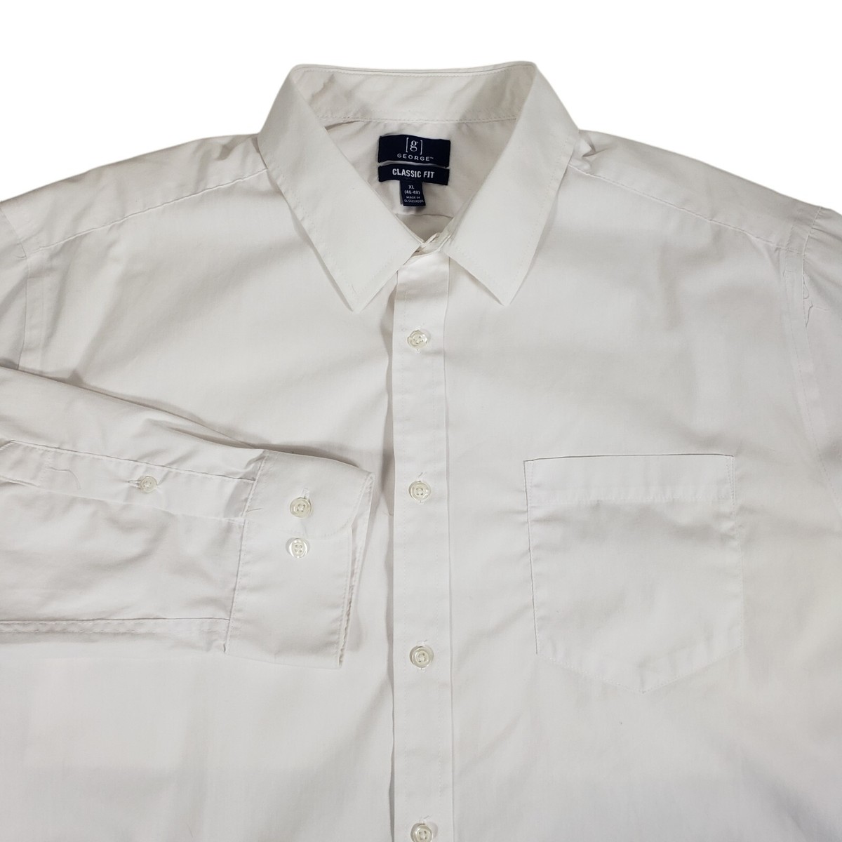 George Classic Fit Dress Shirt Mens XL 46-48 Long Sleeve Button Up Solid White | eBay George Classic Fit Dress Shirt Mens XL 46-48 Long Sleeve Button Up Solid White | eBay