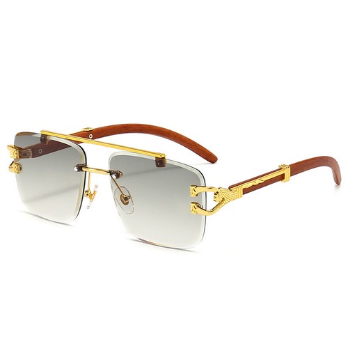 Klassische Randlose Doppelsteg-Sonnenbrille Mit Geschliffenem Rand Dunkle > - Bild 3 von 18