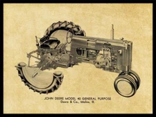 John Deere Model 40 GP General Purpose Tractor Metal Sign: 12x16" & Ships Free