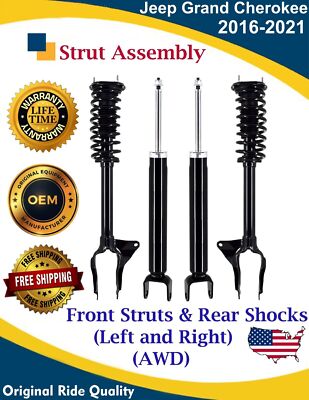 Front Strut & Rear Shock for 2016-2021 Jeep Grand Cherokee 4X4 Lifetime Warranty