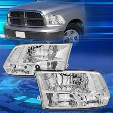 Fit 09-18 Dodge Ram 1500 2500 3500 Chrome Housing Pair Headlights/ Lamps LH+RH