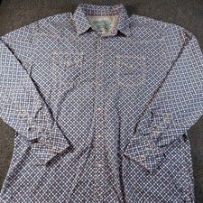 Wrangler 20X Competition Shirt Mens Pearl Snap XL Blue White Western Rodeo